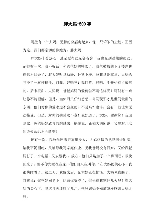 胖大妈-500字四年级作文写人