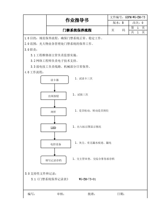 门禁系统保养流程作业指导书