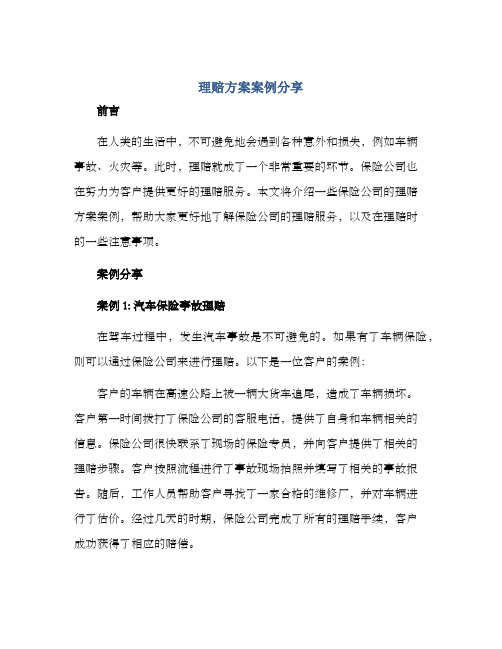 理赔方案案例分享