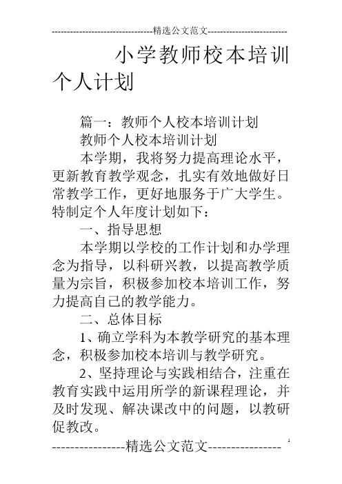 小学教师校本培训个人计划