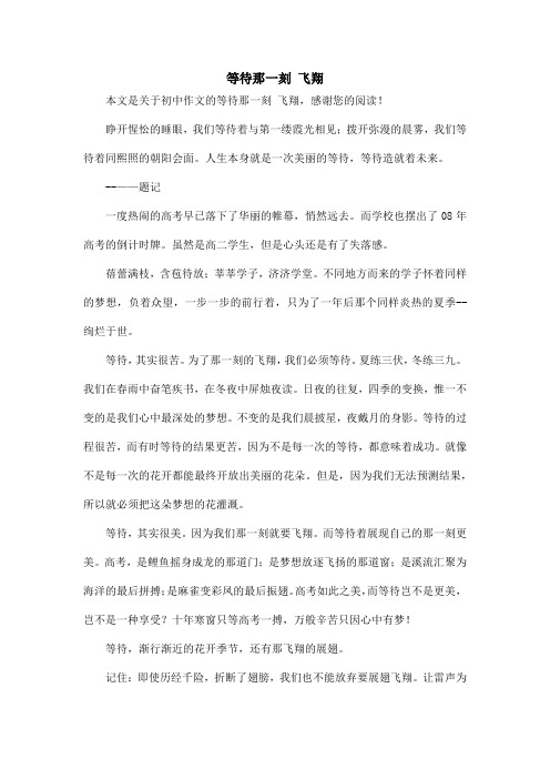等待那一刻 飞翔_初中作文