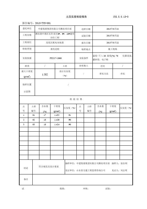 土压实度检验报告表 K 2