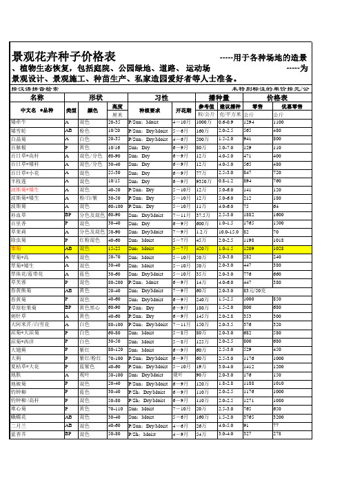 景观单一品种报价花草种子