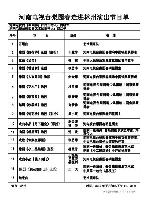 2012年演出节目单doc