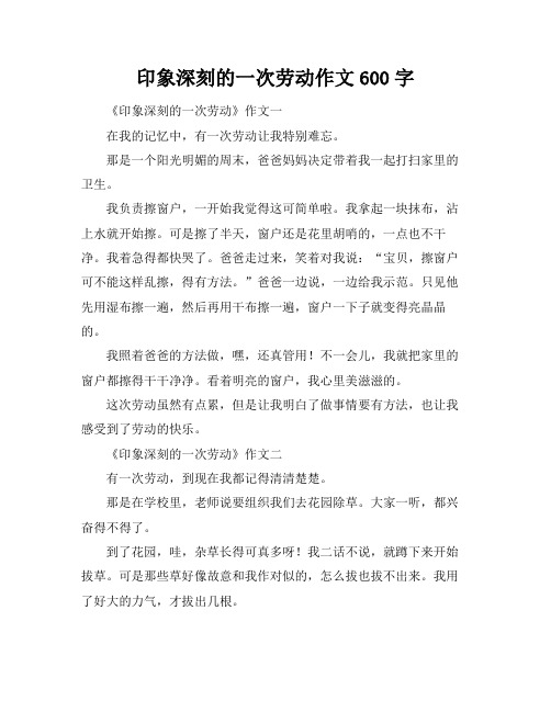 印象深刻的一次劳动作文600字