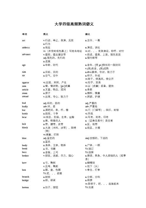 大学四级高频熟词僻义