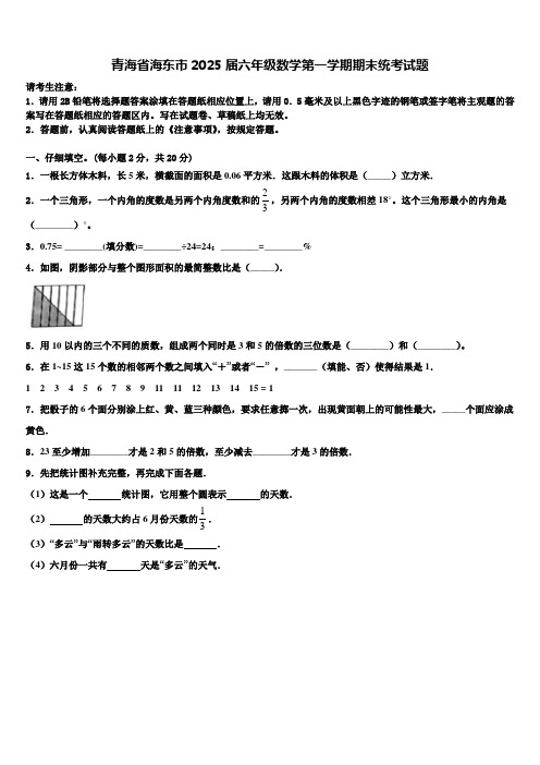 青海省海东市2025届六年级数学第一学期期末统考试题含解析