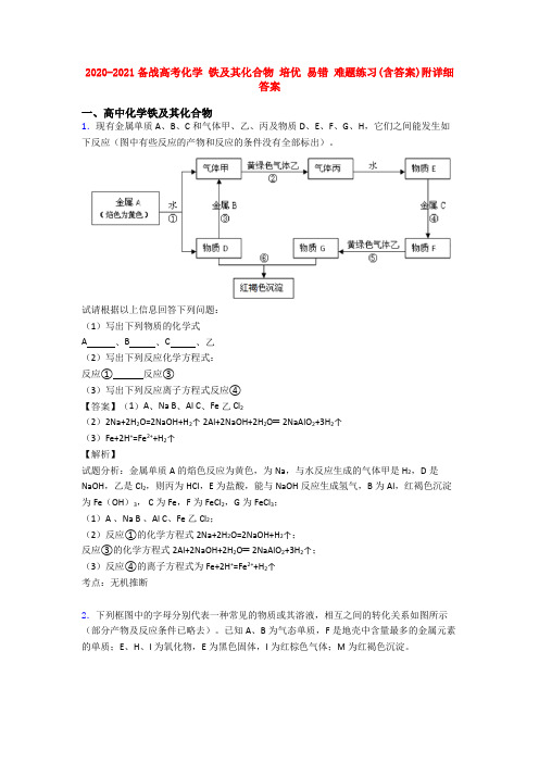 2020-2021备战高考化学 铁及其化合物 培优 易错 难题练习(含答案)附详细答案