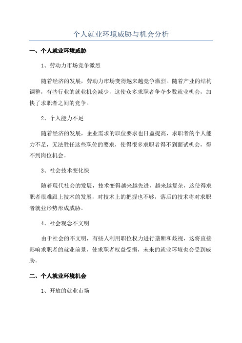 个人就业环境威胁与机会分析