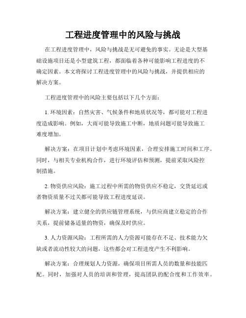 工程进度管理中的风险与挑战