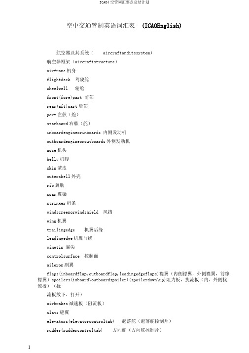 ICAO4空管词汇要点总结计划