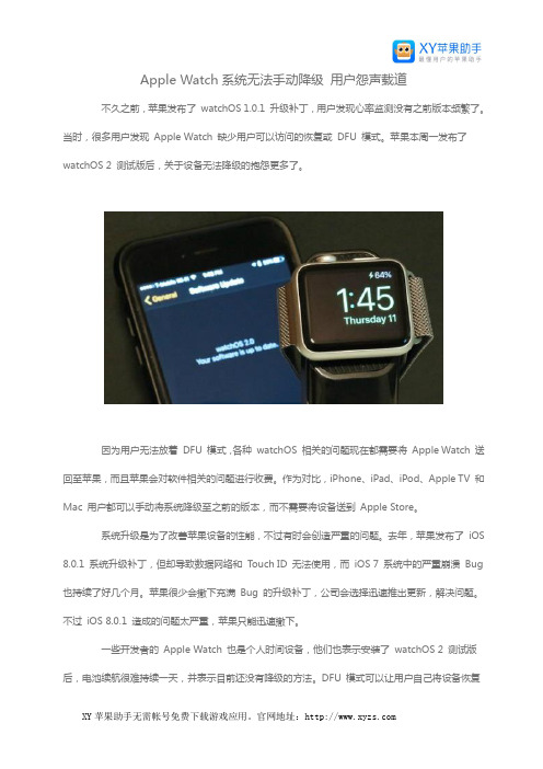 Apple Watch系统无法手动降级 用户怨声载道