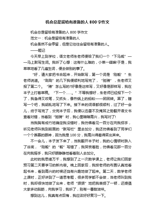 机会总是留给有准备的人800字作文