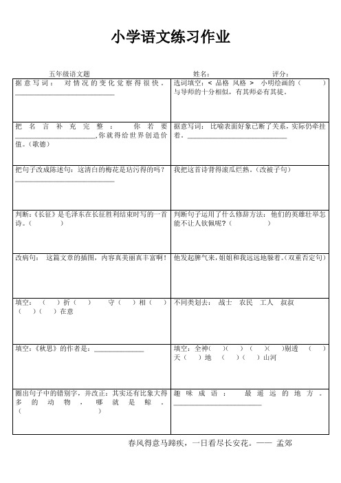 罗阳小学五年级语文期末复习练习作业48