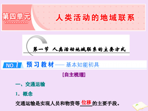 2019_2020学年高中地理第四单元人类活动的地域联系第一节人类活动地域联系的主要方式课件鲁教版必修2