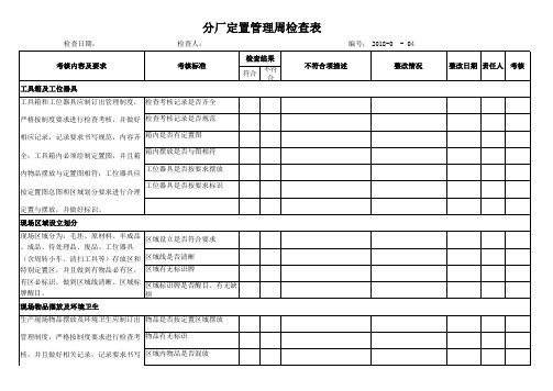 定置管理检查表