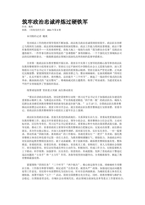 筑牢政治忠诚淬炼过硬铁军