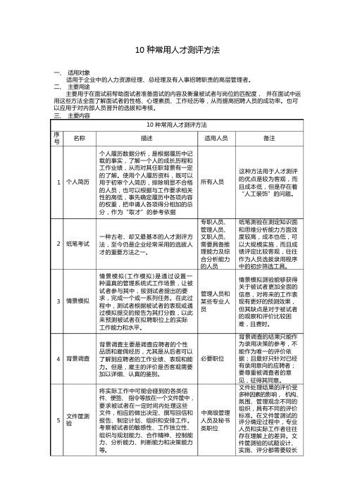 10种常用人才测评方法