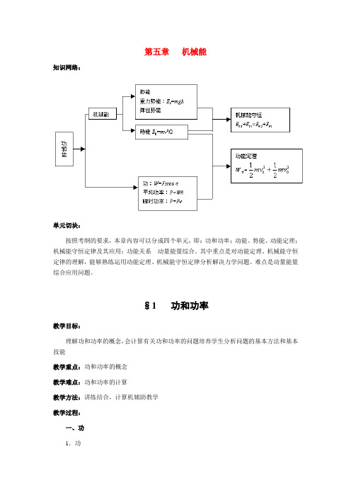 2020届高三物理第一轮复习 机械能教学案 精品