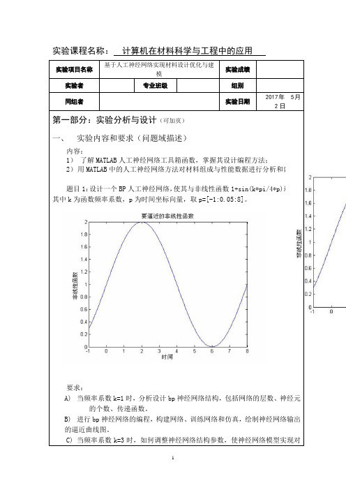 实验报告-人工神经网络--基于人工神经网络实现材料设计优化与建模