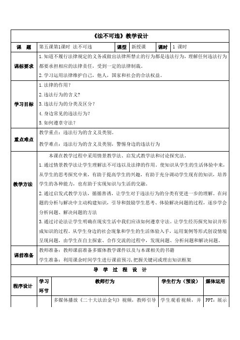 《法不可违》教学设计