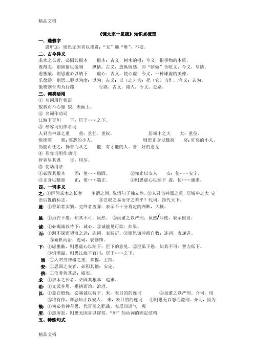 《谏太宗十思疏》知识点梳理学习资料