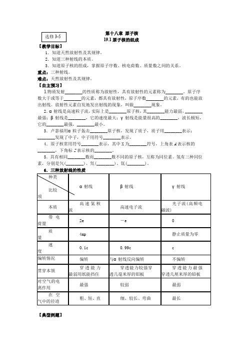 新人教版高中物理选修3-5学案第十九章