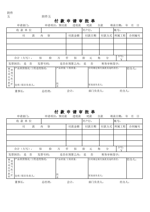 付款申请审批单