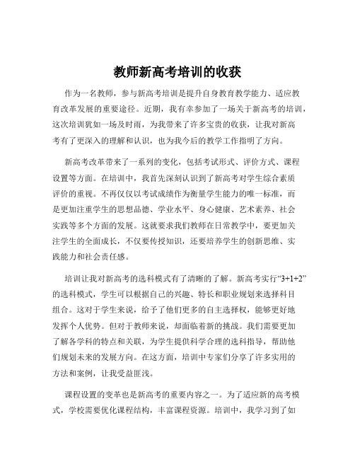 教师新高考培训的收获