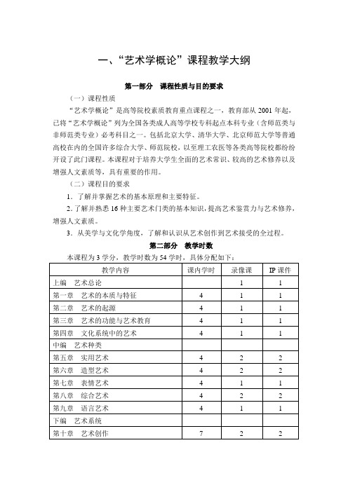 艺术学概论课程教学大纲