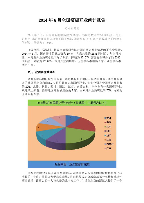 2014年6月全国酒店开业统计报告