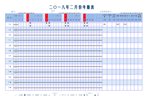 2018年-2039年Excel电子版考勤表 自动智能计算考勤天数