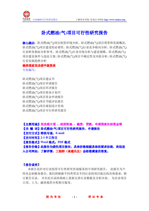 卧式燃油(气)项目可行性研究报告