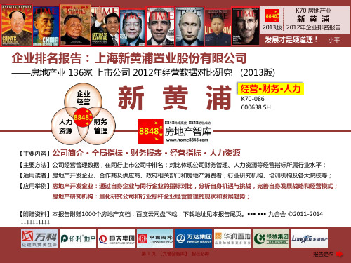 新黄浦年报2013市场营销及薪酬研究(房地产业流动比率)上海新黄浦置业股份有限公司_九舍会智库