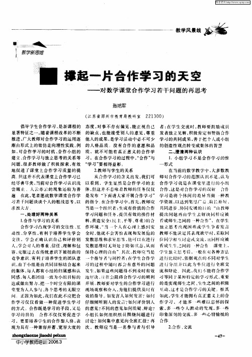 撑起一片合作学习的天空——对数学课堂合作学习若干问题的再思考