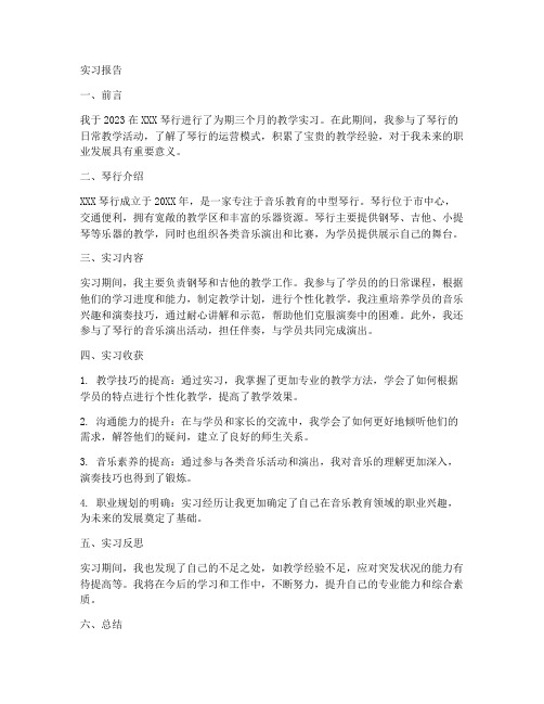 琴行教学实习报告