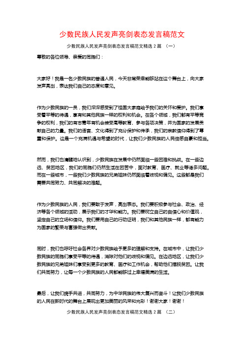 少数民族人民发声亮剑表态发言稿范文2篇