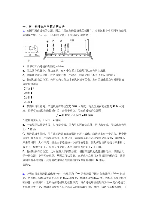 2020-2021备战中考物理光学问题求解方法综合经典题含详细答案