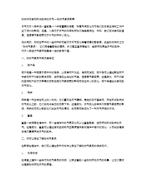 动物如何感知即将到来的天气——动物气象员教案