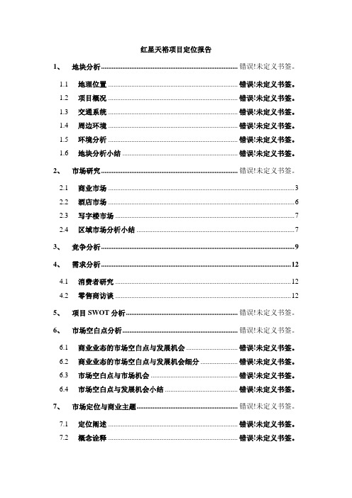 长沙红星项目定位报告及操作思路