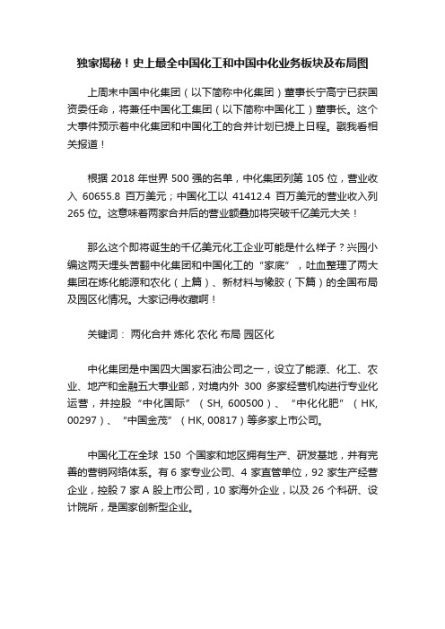 独家揭秘！史上最全中国化工和中国中化业务板块及布局图