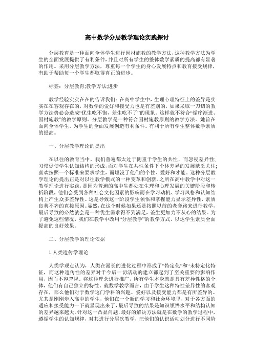 高中数学分层教学理论实践探讨