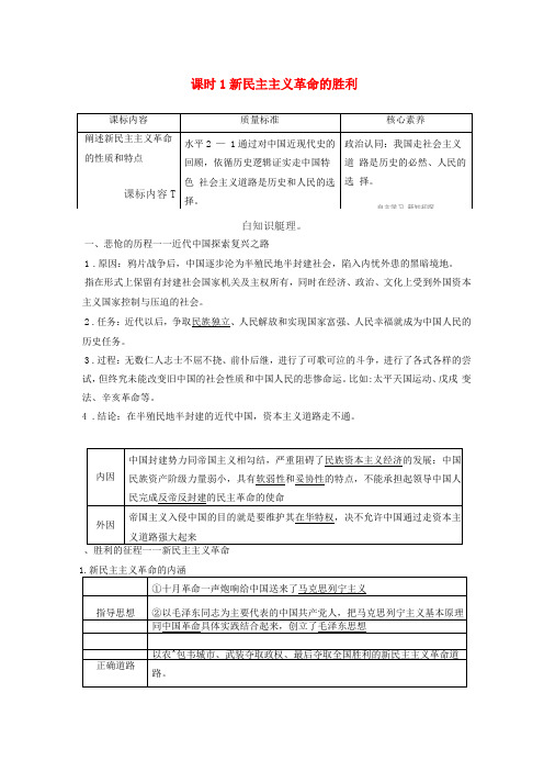 新民主主义革命的胜利教案-高中政治必修1