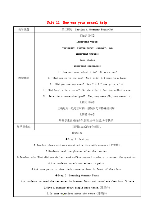 【人教新目标版】七年级英语下册优秀教案：Unit11Howwasyourschooltrip第2课时