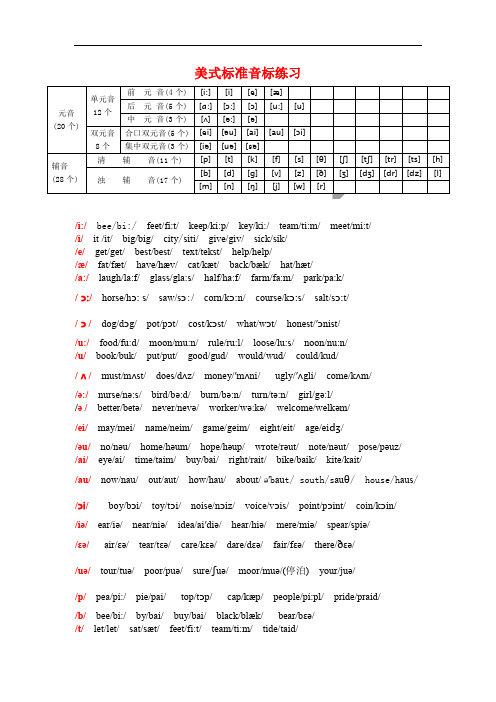 美式音标发音表