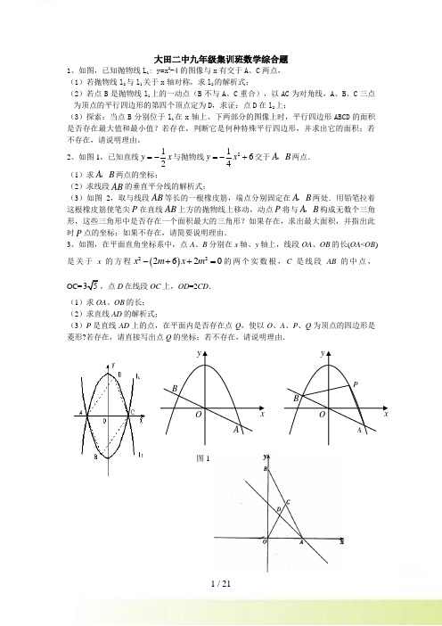 大田二中九年级集训班数学综合题