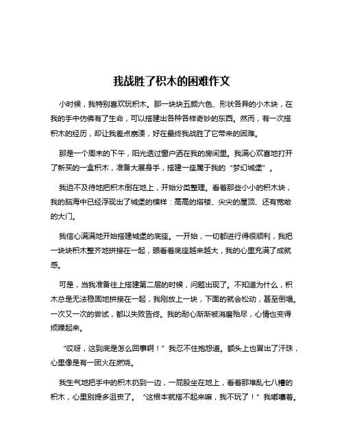 我战胜了积木的困难作文