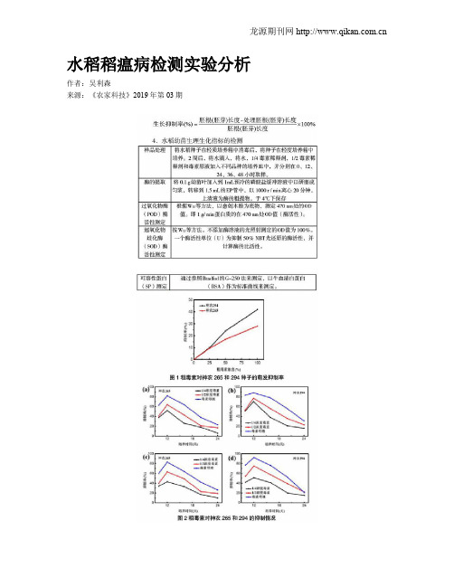 水稻稻瘟病检测实验分析