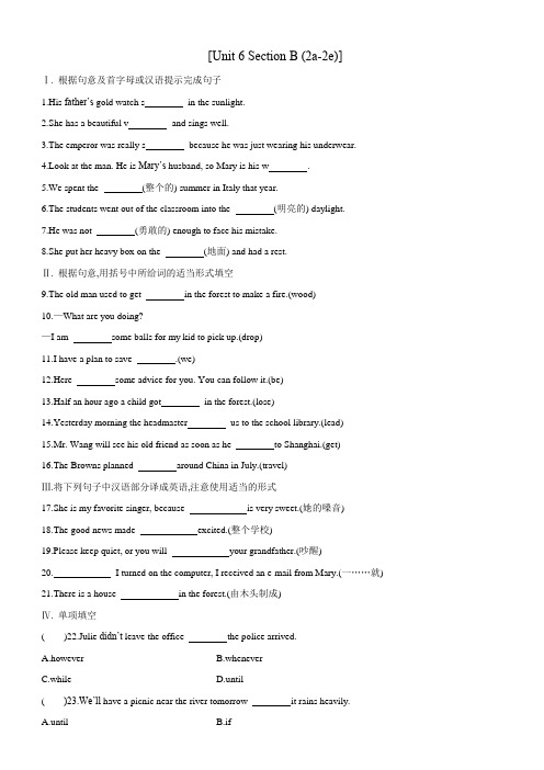 人教版八年级英语下册同步培优作业：Unit 6 Section B (2a-2e)