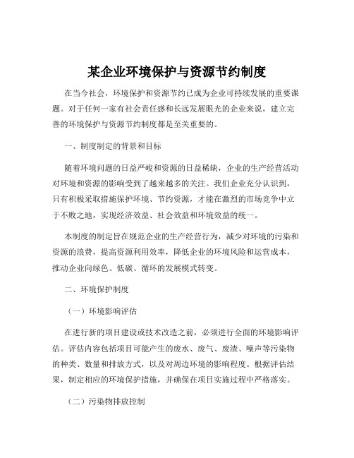 某企业环境保护与资源节约制度